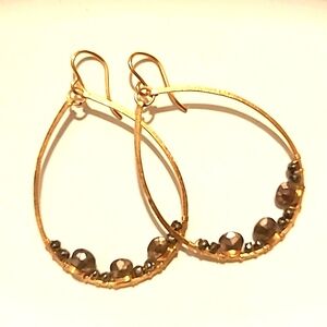 Stella & Dot Gold & Slate Hoop Earrings
